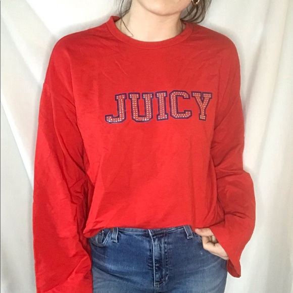 Juicy Couture bright red bedazzled‎ logo crewneck size medium - Picture 1 of 7